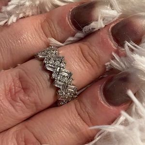 Sterling silver white sapphire eternity ring